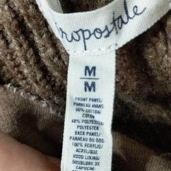 AEROPOSTALE Tan Hooded Cable Sweater Sweatshirt Medium - Picture 8 of 8